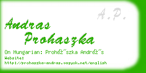andras prohaszka business card